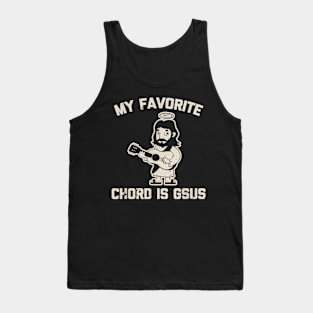 Vintage My Favorite Chord Is Gsus Tshirt Funny Catholic Jesus Guitar Tank Top